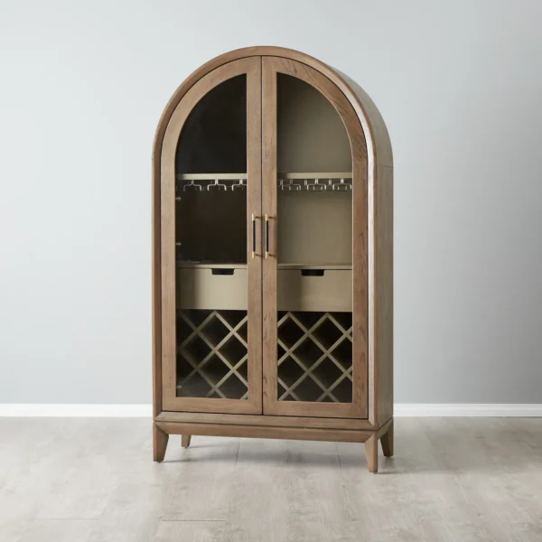 Fredrik Medium Brown Wooden Wine Display Cabinet